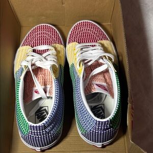 Vans Red, Yellow, Green, and Blue Checkered Sneakers